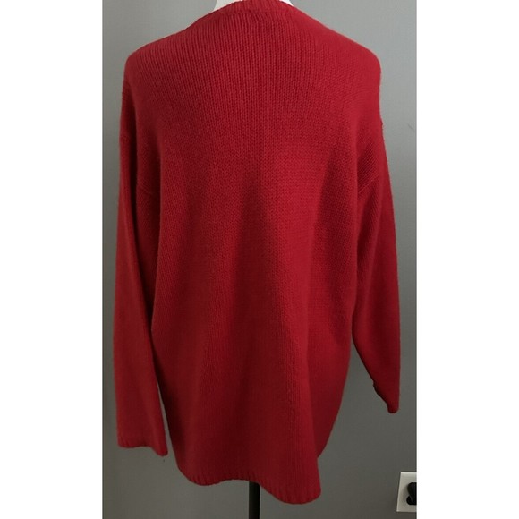 The Limited VTG Angora Lambswool Red M Chunky Knit Sweater Long Sleeve Crew Neck - Picture 3 of 5
